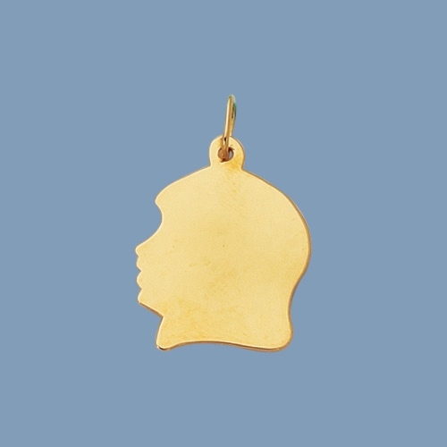 Large Girl Head Charm Pendant 14K Yellow Gold QVC