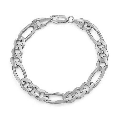 Heavy Mens Figaro Chain Bracelet 14K White Gold eBay