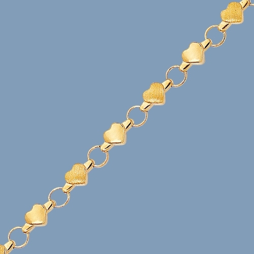 Diamond/C Heart Ankle Anklet  Bracelet 14K Yellow Gold