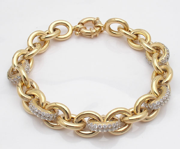 Technibond 14K Gold Clad Silver Rolo Link Bracelet  