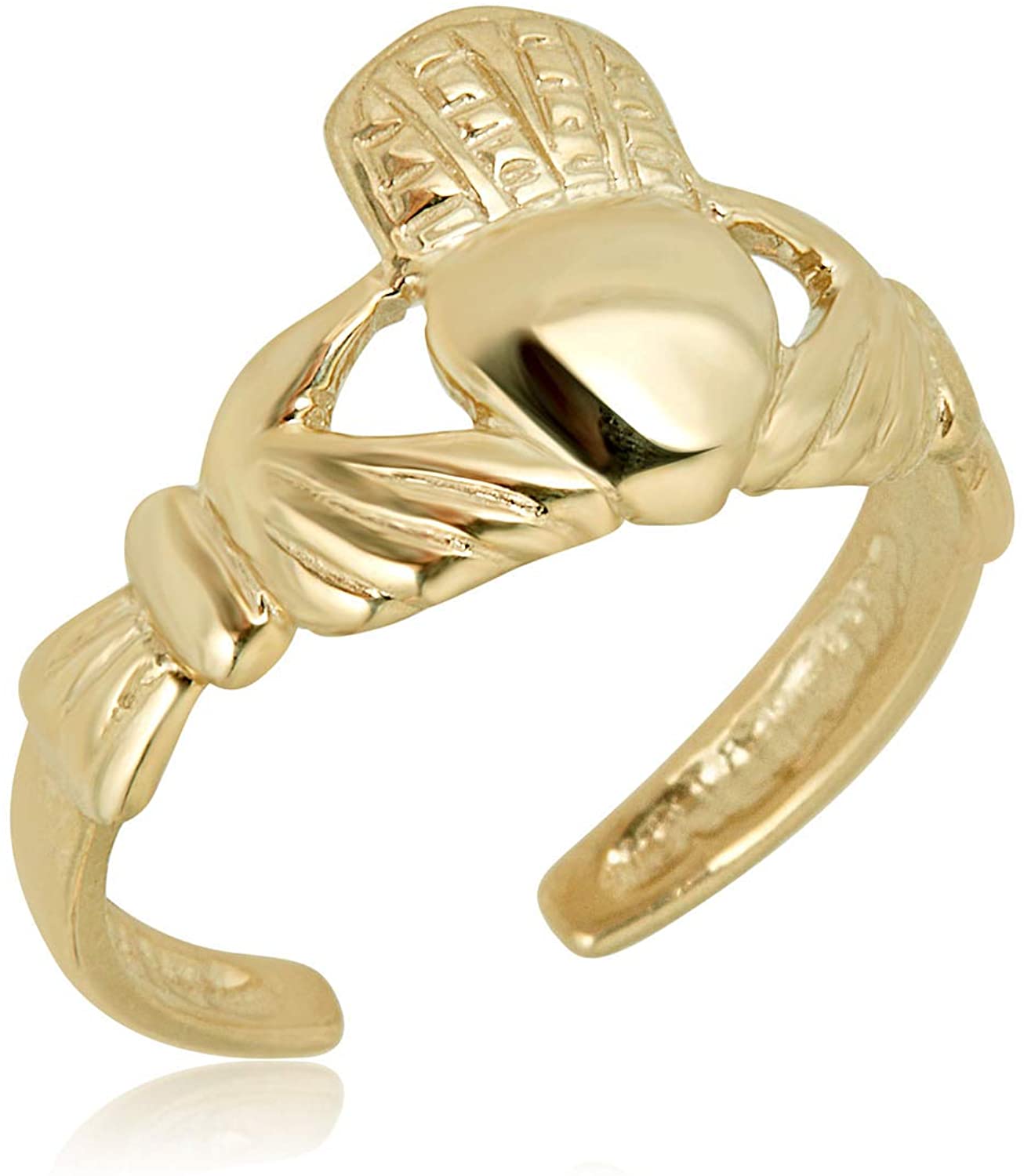 NEW Adjustable Claddagh Toe Ring 14K Yellow Gold  