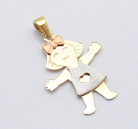 Girl Charm Pendant 10K Yellow White Rose Gold Nice Gift