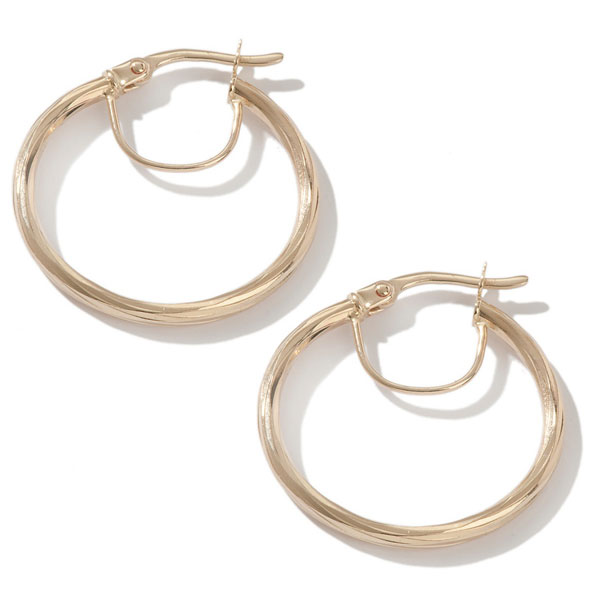2.3gr 1&quot; Twisted Hoop Earrings Real 14K Yellow Gold QVC QUARTER SIZE