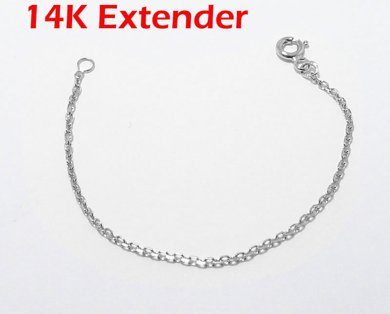 ... Cable Chain Necklace Extender for Pendant Charm REAL 14K White Gold