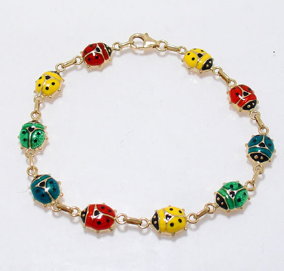 3D LADIES LADYBUG ENAMEL LUCK BRACELET 14K YELLOW GOLD eBay
