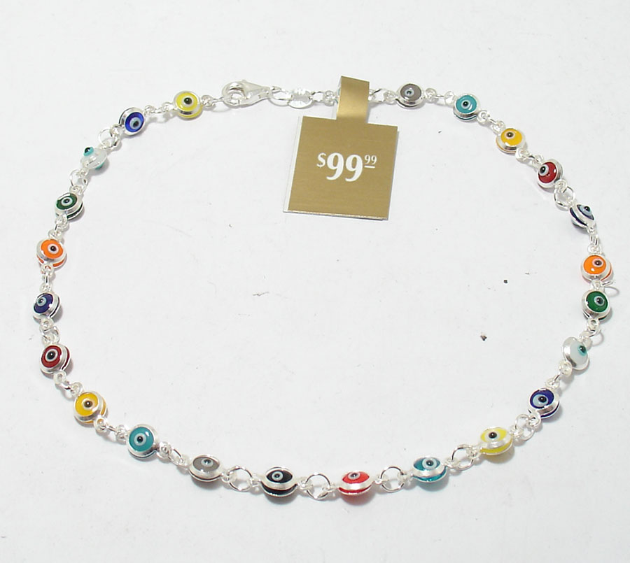 Multi Color Baby Evil Eye Bracelet Genuine 925 Sterling Silver 5mm FREE