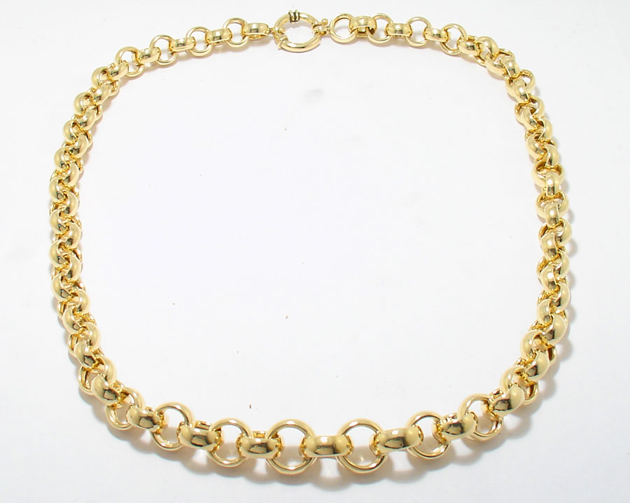18 Technibond Graduated Rolo Chain Necklace 14K Yellow Gold Clad 925 