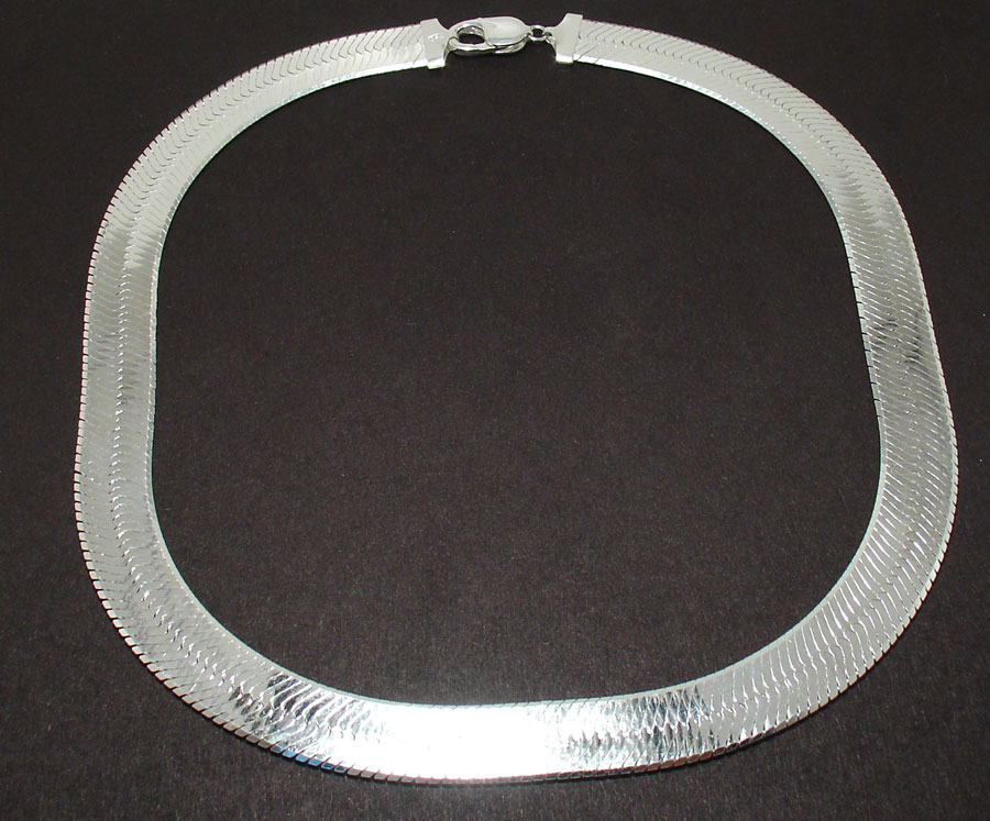 14mm Bold Wide Herringbone Chain Necklace Solid 925 Sterling Silver | eBay