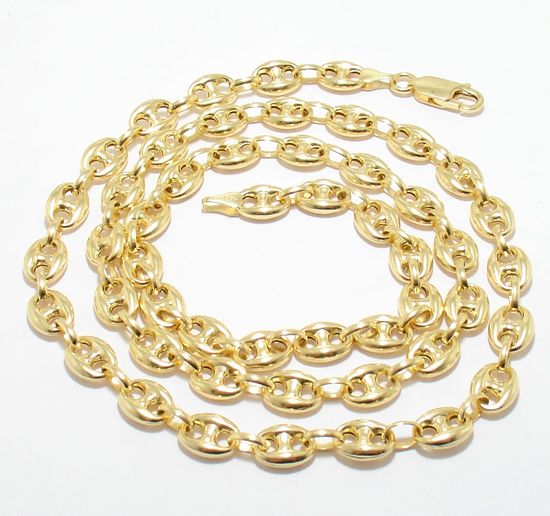 PUFFED MARINER CHAIN NECKLACE 14K YELLOW GOLD 7mm eBay