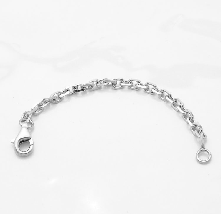... 3mm Heavy Duty Solid Cable Chain Necklace Extender Real 14K White Gold