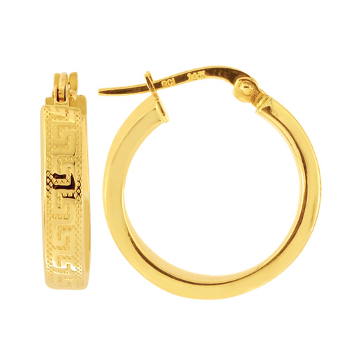 gold greek key hoop earrings