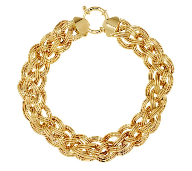 ... Braided Woven Bracelet Genuine 14K Yellow Gold QVC J264634 FREE SHIP