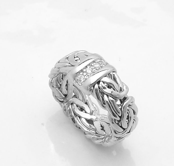 ... Byzantine CZ Band Ring Tarnish FREE Platinum Clad Sterling Silver 925