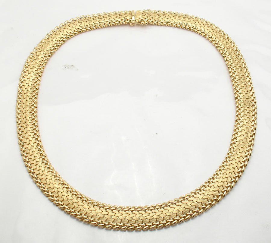18.5" Technibond Modern Mesh Link Chain Necklace 14K Yellow Gold Clad