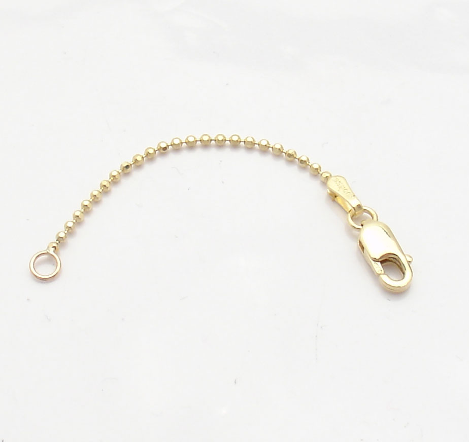 ... Diamond Cut Ball Bead Extender Bracelet Necklace Chain 14K Yellow Gold