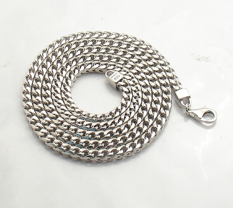 26" 5.5mm Mens AntiTarnish Franco Chain Necklace Solid Sterling Silver
