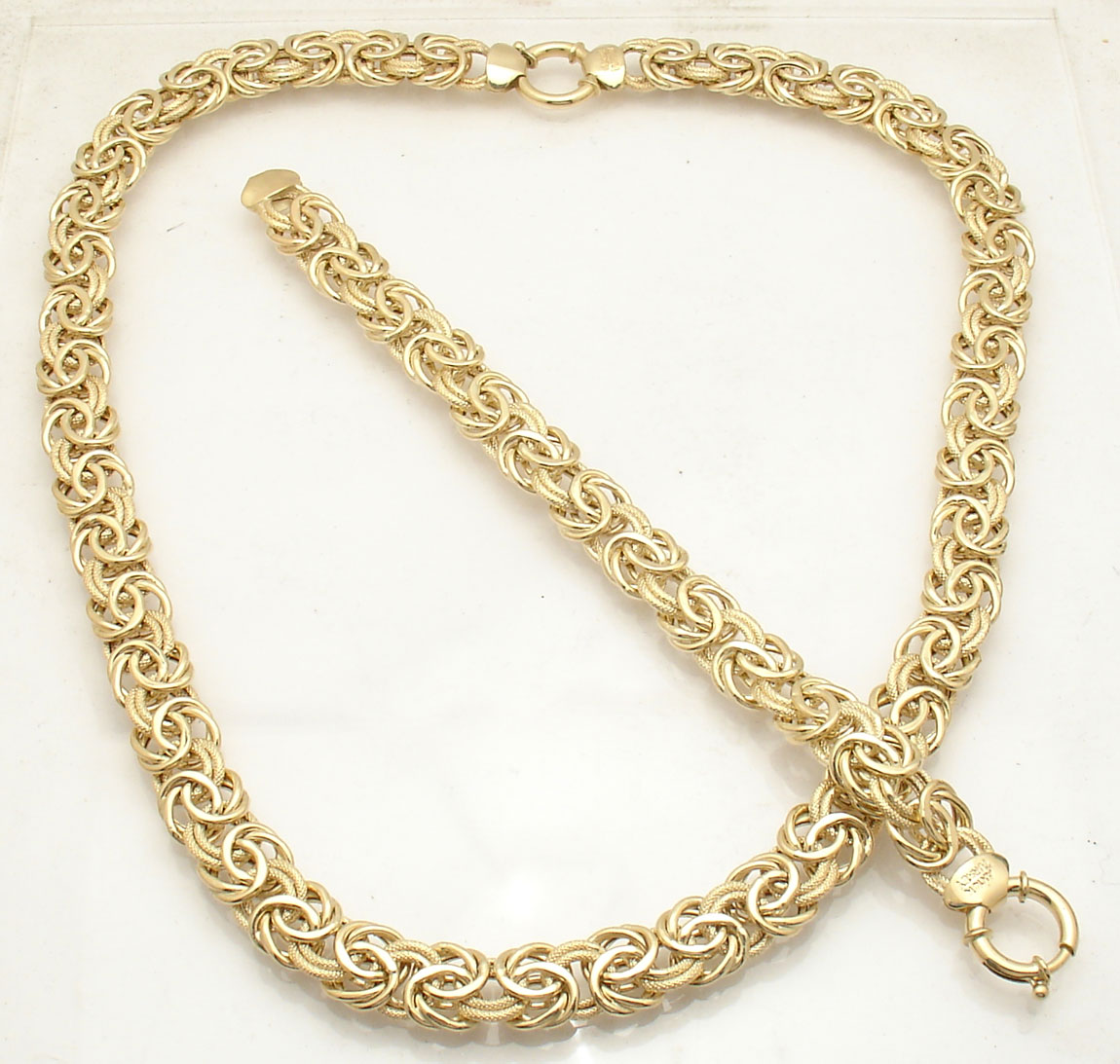 Bold Textured Byzantine Bracelet Or Chain Necklace Real 14K Yellow Gold QVC | eBay