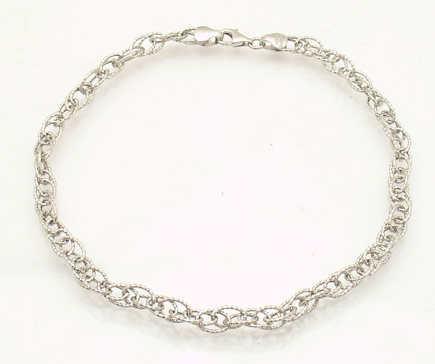 10" Diamond Cut Rope Anklet Ankle Bracelet Platinum Clad 925 Sterling