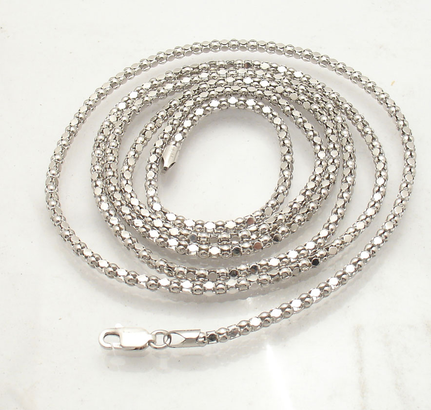 36" 2.5mm AntiTarnish Coreana Popcorn Chain Necklace Sterling Silver