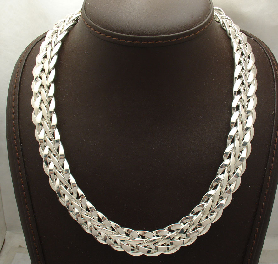 Bold Wheat Woven Orme Chain Necklace Real Sterling Silver Style 925 QVC