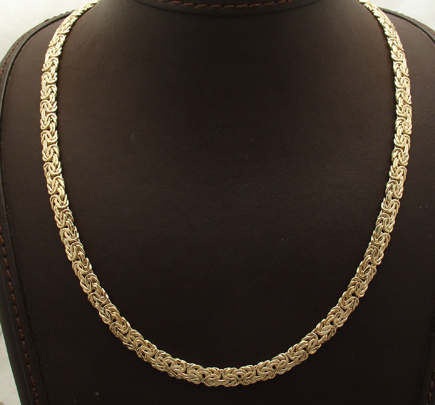 18" 6mm Wide All Shiny Byzantine Chain Necklace Real 14K Yellow Gold HSN eBay