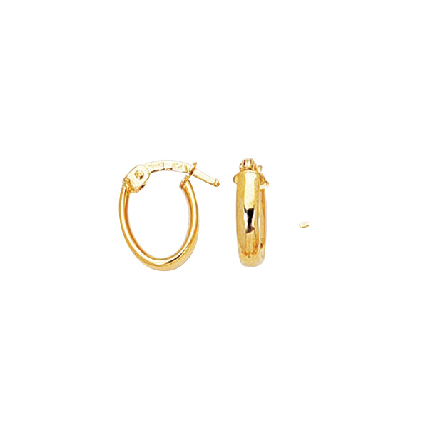 Kids Childrens Small Polished Oval Hoop Earrings Real 14K Yellow Gold 1gr
