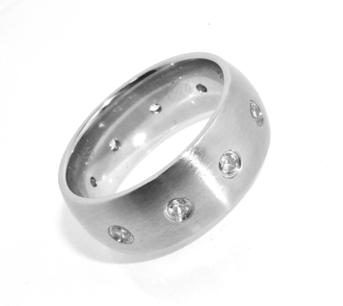 Bold Mens Diamonique Wedding Band Ring Stainless Steel eBay