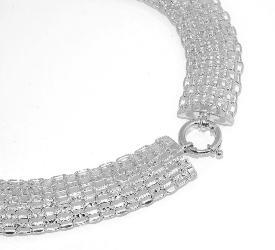Technibond Diamond Cut Tapestry Necklace AntiTarnish Platinum Clad