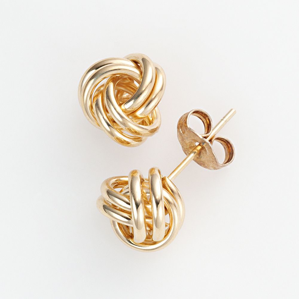 7mm Shiny Love Knot Rosa Rope Stud Earrings Push Back Real
