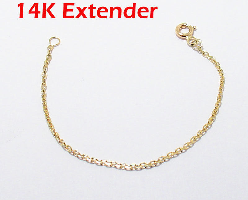 Cable Chain Necklace Extender for Pendant Charm REAL 14K Yellow Gold 1 