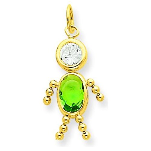 Birthstone Baby Boy CZ Cubic Zirconia Charm Pendant 14K Yellow Gold ALL