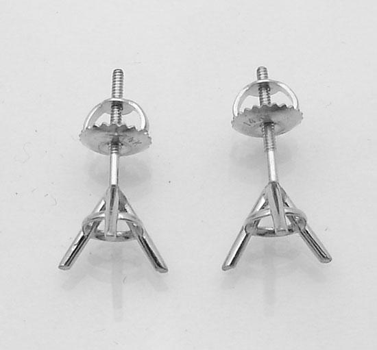 Round Martini Stud Earrings Settings Mountings Real Solid 14k White Round Martini Stud Earrings Settings Mountings Real Solid 14k White Gold
