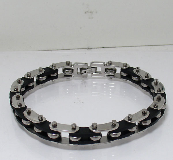 8" Mens Flexible Bike Bicycle Chain Style Bracelet Snap Closure