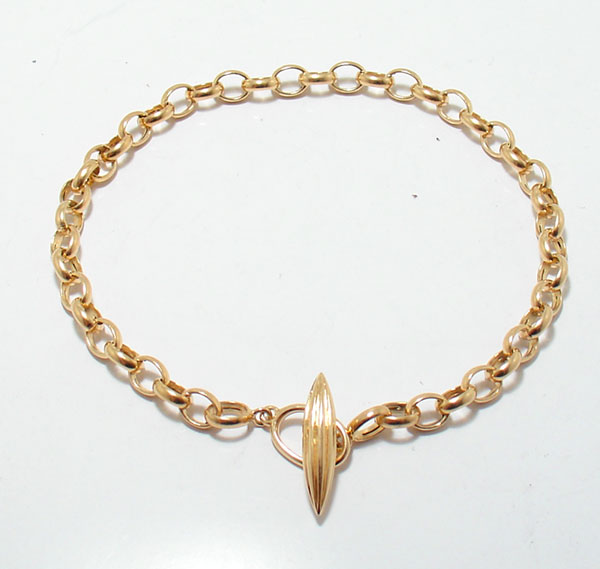 Oval Charm Bracelet Toggle Clasp 14K 14KT Yellow Gold eBay