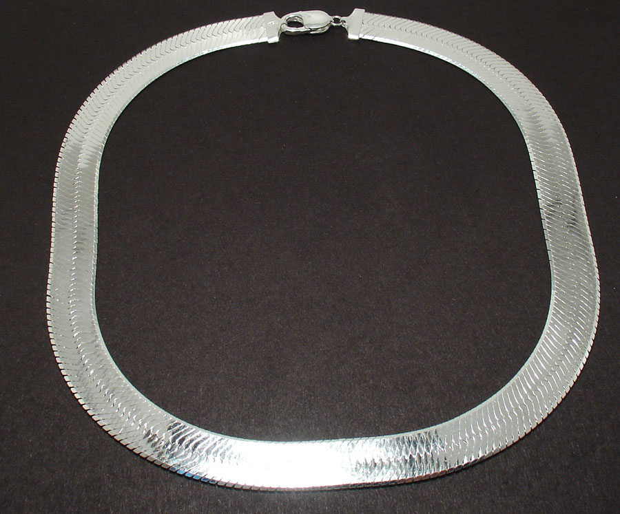 thumbnail image 2 of 30" Italian Sterling Silver Herringbone Necklace – .925, Multi-Strand Width (7-16mm), Unworn 2 of 3