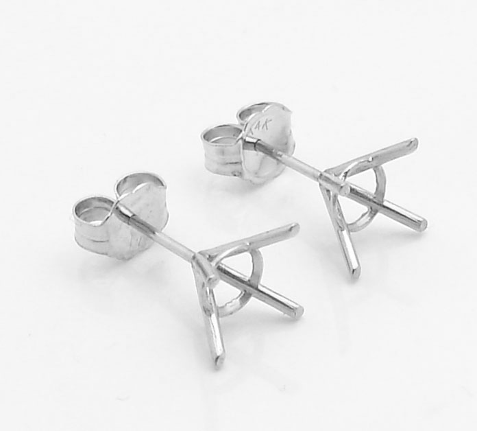 4 G Martini Stud Earrings Settings Mountings Real 14k White Gold Categories