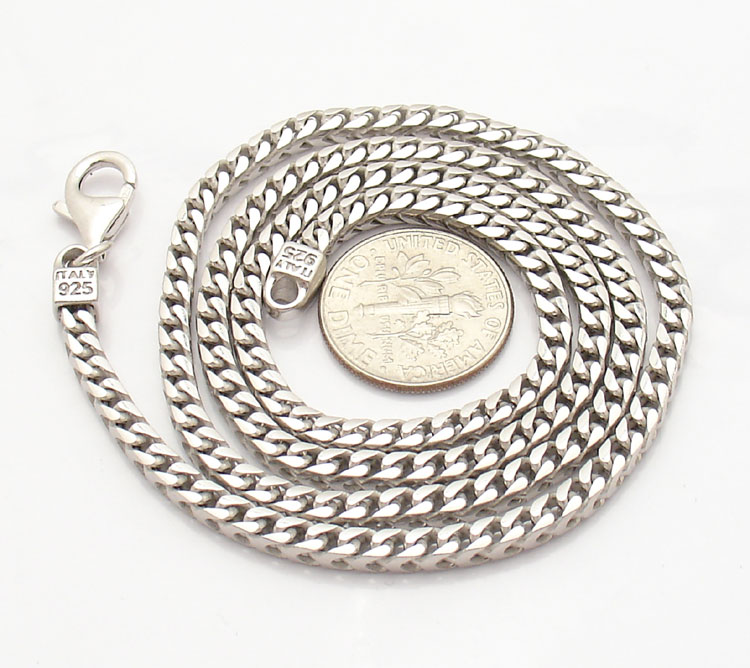 3mm Mens TarnishFree Franco Chain Necklace Real 925 Sterling Silver 20