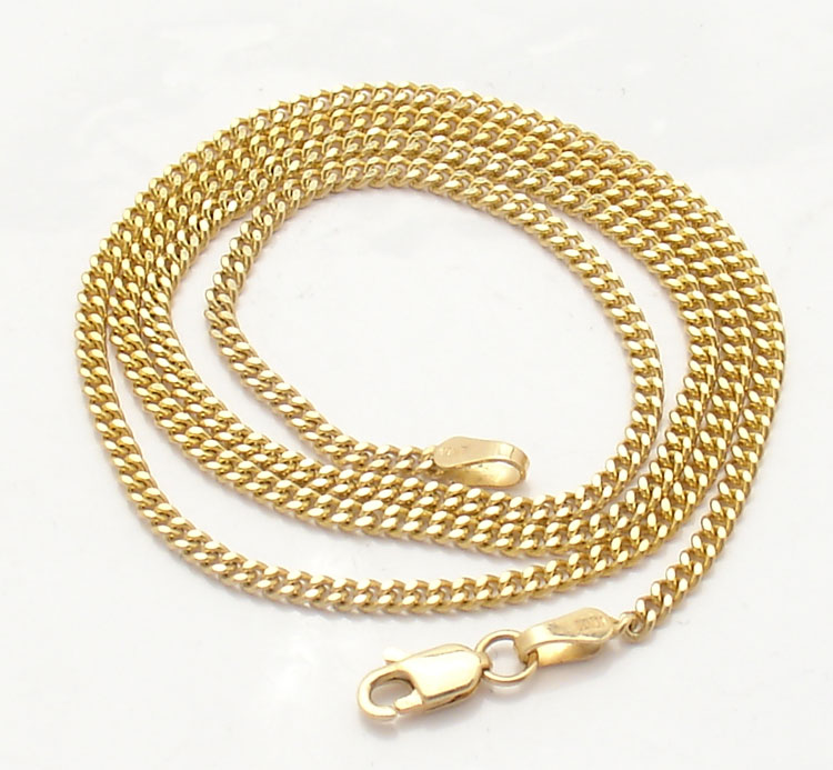 2mm Solid Miami Cuban Curb Link Chain Necklace Real 10K Yellow Gold 16 ...
