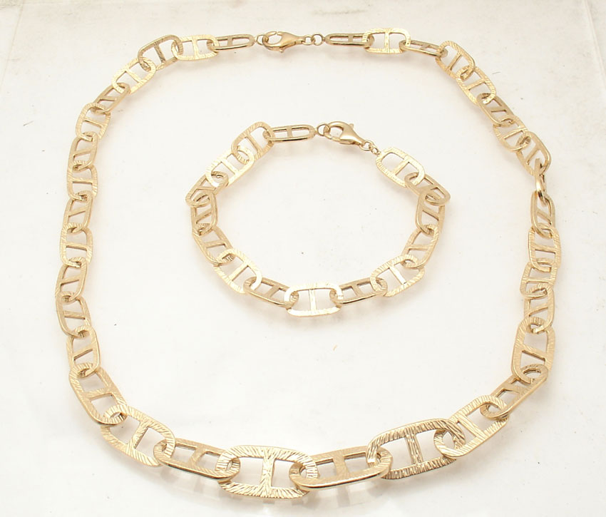 Art Deco Square Technibond Bracelet 14K Yellow Silver