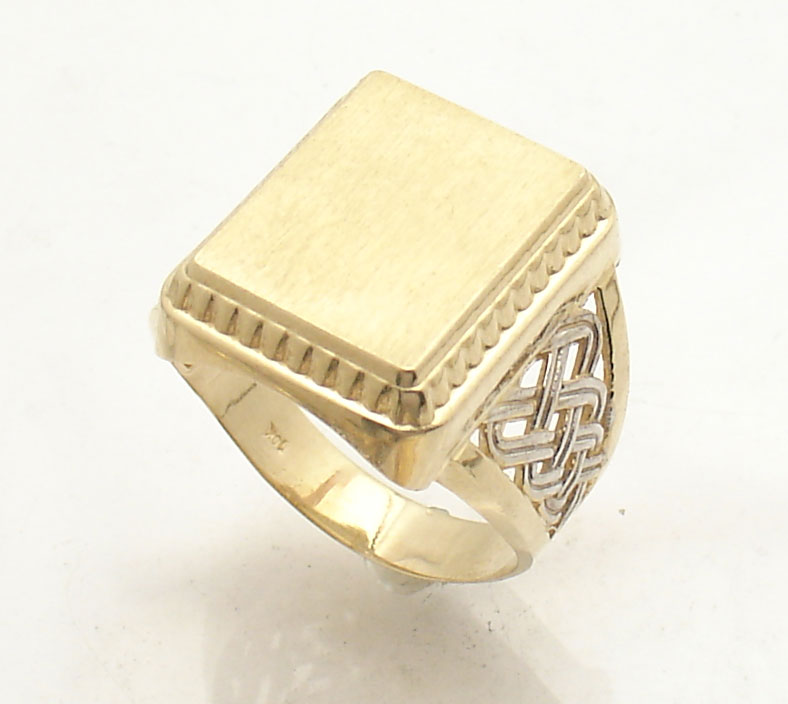 Size 11 Men's Engravable Rectangular Ring Real Solid 10K Yellow