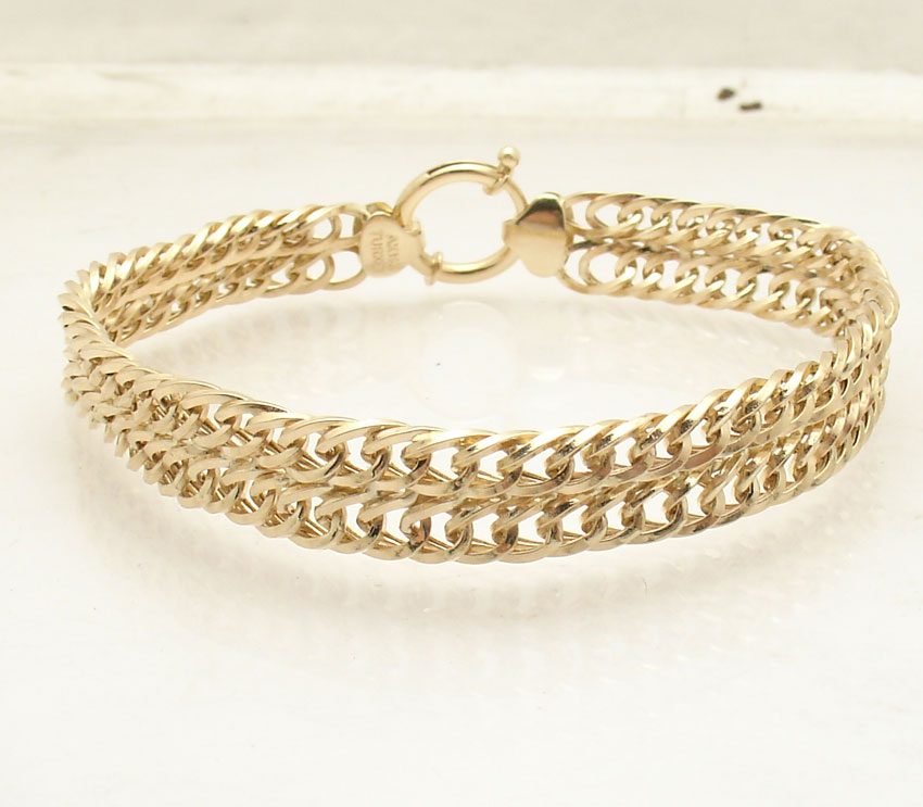 ALL SIZES Double Curb Link Bracelet Real 14K Yellow Gold Great Gift