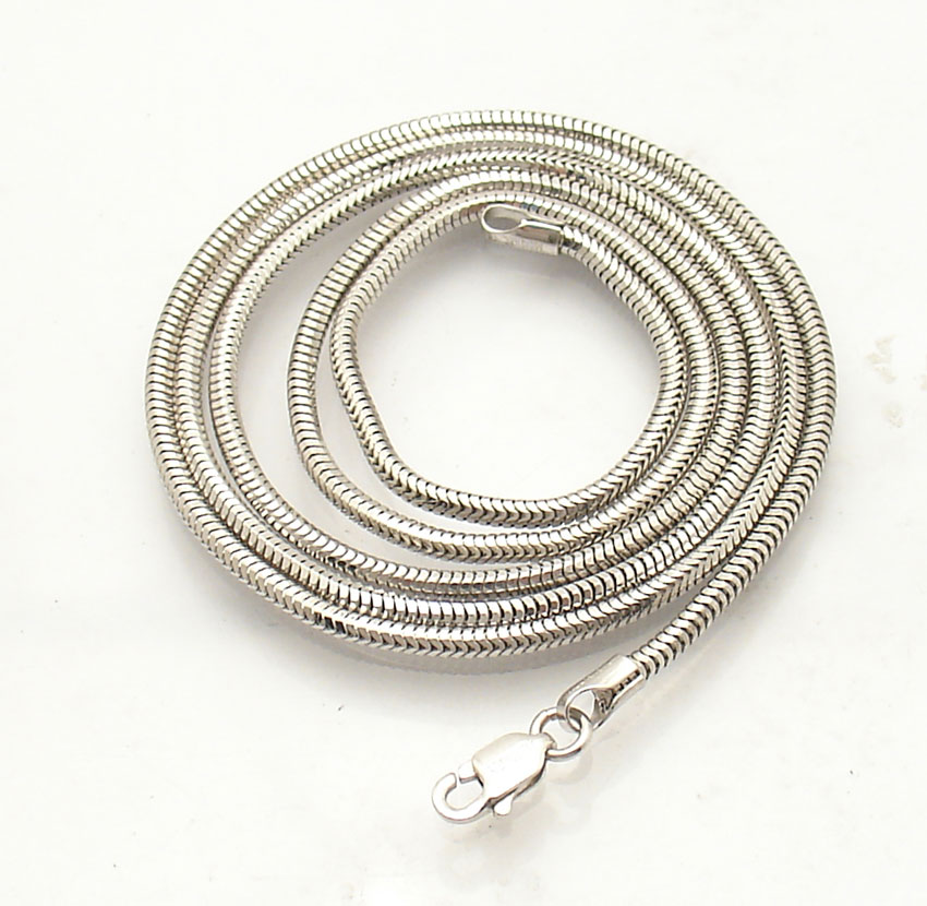 1.9mm Solid Round Snake Chain Necklace Real 14K White Gold ALL LENGTHS