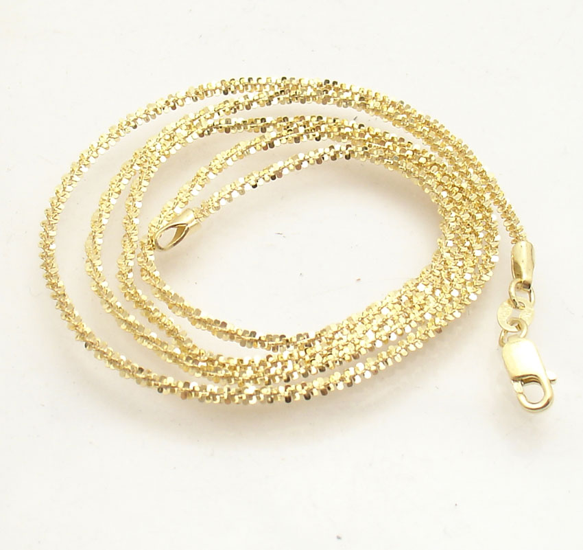 1.50mm Twisted Rock Sparkle Glitter Chain Necklace Real Solid 14K