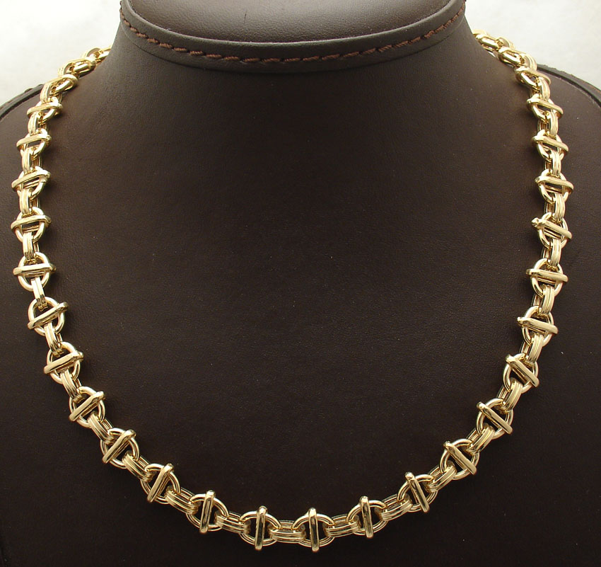 18" Technibond Modified Oval Link Chain Necklace 14K