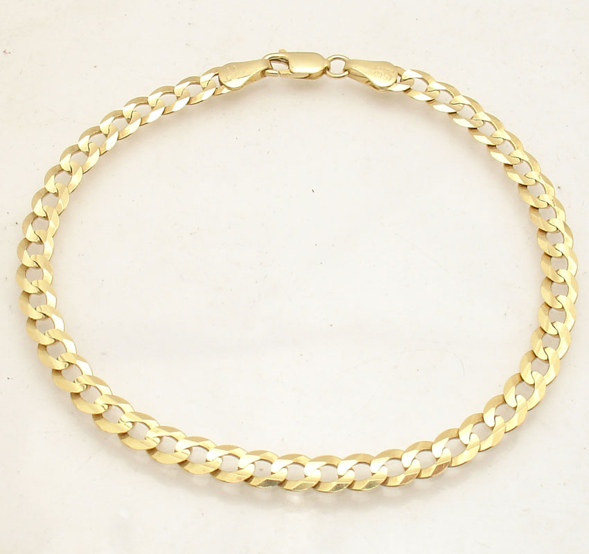 5.6mm Solid Curb Cuban Link Ankle Bracelet Anklet Real 10K Yellow Gold
