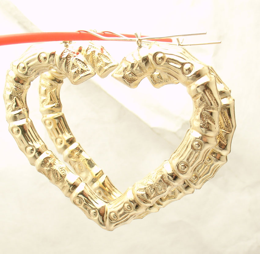 large gold bamboo hoop earrings