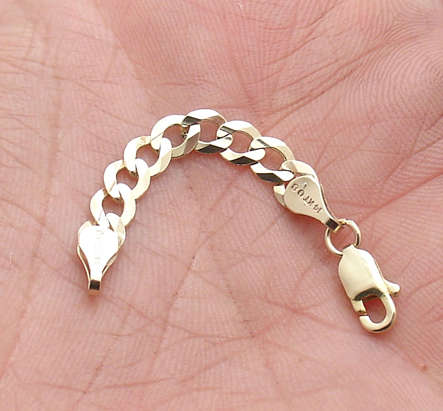 4.7mm Solid Curb Link Necklace Extender for Pendant Charm REAL 14K