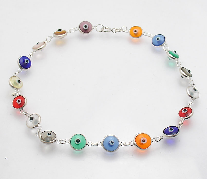 Multi Color Baby Evil Eye Ankle Bracelet Anklet Real Solid 925 Sterling