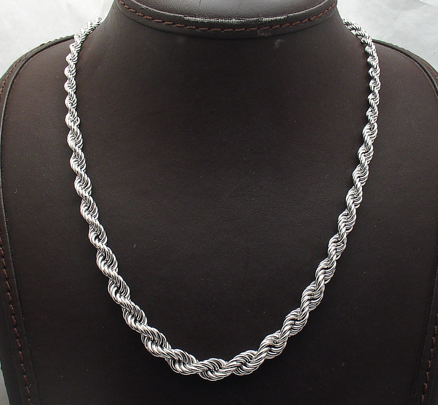 Technibond Graduated Twisted Rope Link Chain Necklace Platinum Clad 925 Silver eBay