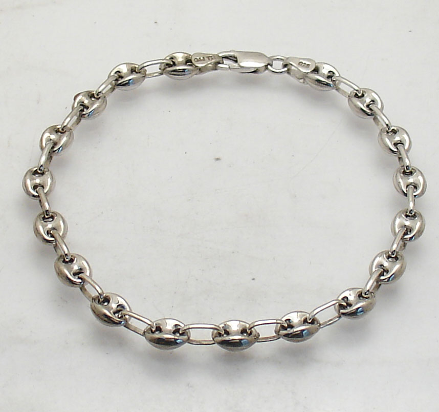 6mm Puffed Mariner Anchor Link Bracelet Anti-tarnish REAL